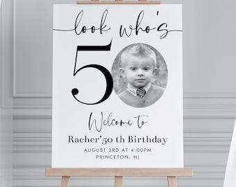 50th Birthday Welcome Sign: Customizable Photo Collage (Digital Download)