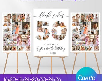 Personalized 50th Birthday Photo Collage Template (Digital Download)