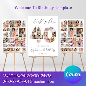 Personalized 40th Birthday Photo Collage 40th Birthday Photo Collage, 40th Birthday Gift, Birthday Number 40 Printable , Digital Download