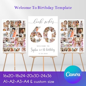 Personalized 60th Birthday Photo Collage 60th Birthday Photo Collage, 60th Birthday Gift, Birthday Number 60 Printable , Digital Download