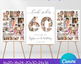 Personalized 60th Birthday Photo Collage Template (Digital Download)