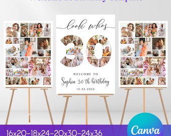 Personalized 30th Birthday Photo Collage: Printable Number 30 (Digital Download)