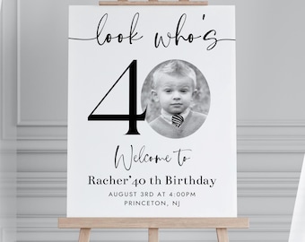 40th Birthday Photo Collage Poster Template: Customizable Digital Download