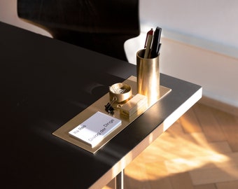 Brass Desk Tray / Desk Set / Pen Holder