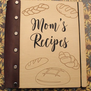 DIGITALE DATEI - Leder gebundenes hölzernes personalisiertes Rezeptbuch - Mamas Rezepte - Laser-Datei - SVG - bereit zum Schneiden - halblegal - A5 4x6 Karte