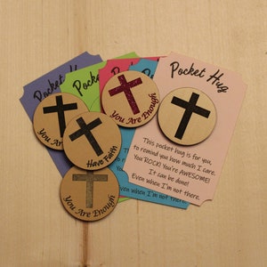 Croix religieuse foi Pocket Hug - pièce de monnaie - amour - soutien - affirmation de soi - cadeau