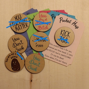 Sweary Pocket Hug - pièce de monnaie - amour - soutien - affirmation de soi - cadeau