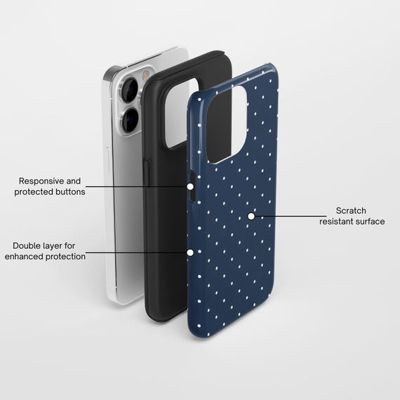 Navy Polka Dot Phone Case, Glossy Protective Cover - Etsy Navy Polka Dot Phone Case, Glossy Protective Cover - Etsy