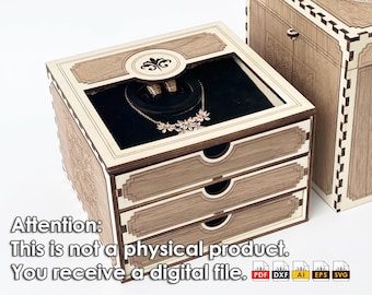 Necklace cabinet jewelry box storage box organizer - laser cut file Pdf Ai Dxf Svg for necklaces, chains, earrings and much more.