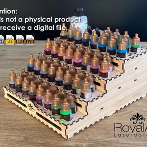 Porte peinture avec poussoir pour bois 3,6 - 4 mm, fichier découpé laser, Pdf Ai Dxf Eps, fichier numérique, pour peintures aérographe