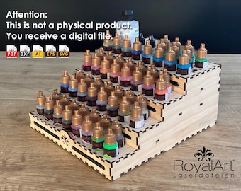 Paint Holder with Drawer Laser Cut File, Pdf Ai Dxf Eps Svg, Sewing Pattern, Craft Paint, Airbrush Paints, Acrylic Paints
