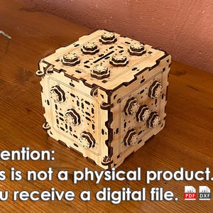 Cofre com fechadura de combinação, ficheiros Pdf cortados a laser, Ai, Dxf, Svg, Eps, produto digital, Cube Escape Room Puzzle Box World