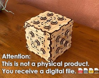 Safe with combination lock, Laser cut files Pdf, Ai, Dxf, Svg Digital product, Cube Escape Room Puzzle Box Escape World