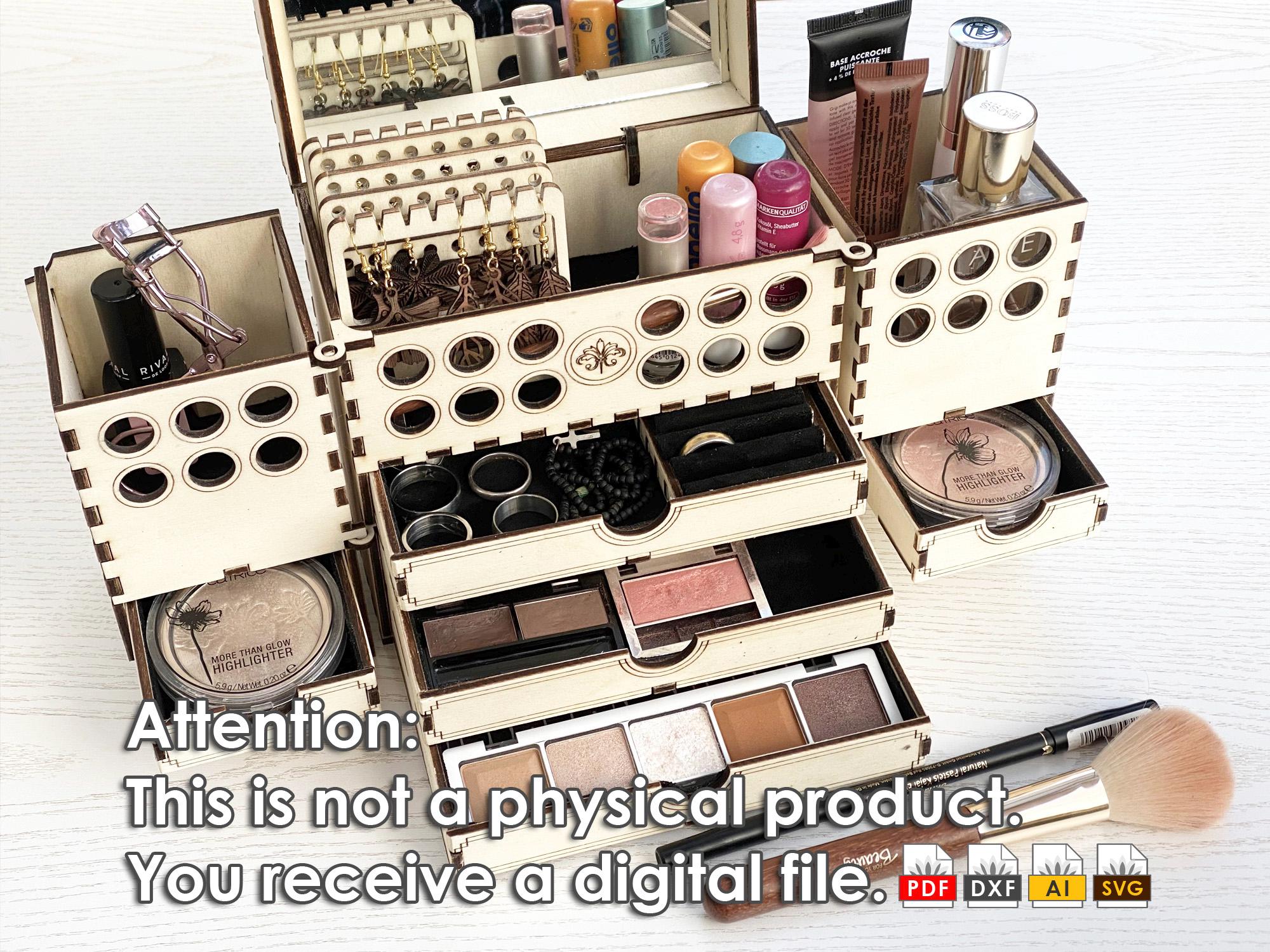 Organisateur De Maquillage Transparent - 8 Compartiments, 26x18.5x7.2 Cm, Rangement Salle De Bain/bureau