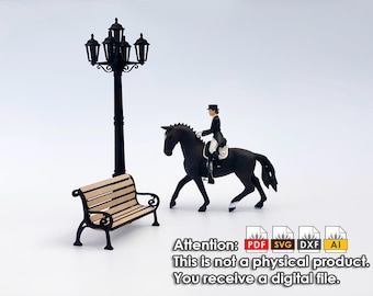 street lamp, wall lantern and Bench in French Style - Laser Cut Pdf Ai Dxf Svg, Digital File, Cutting Pattern, Digital Model DIY