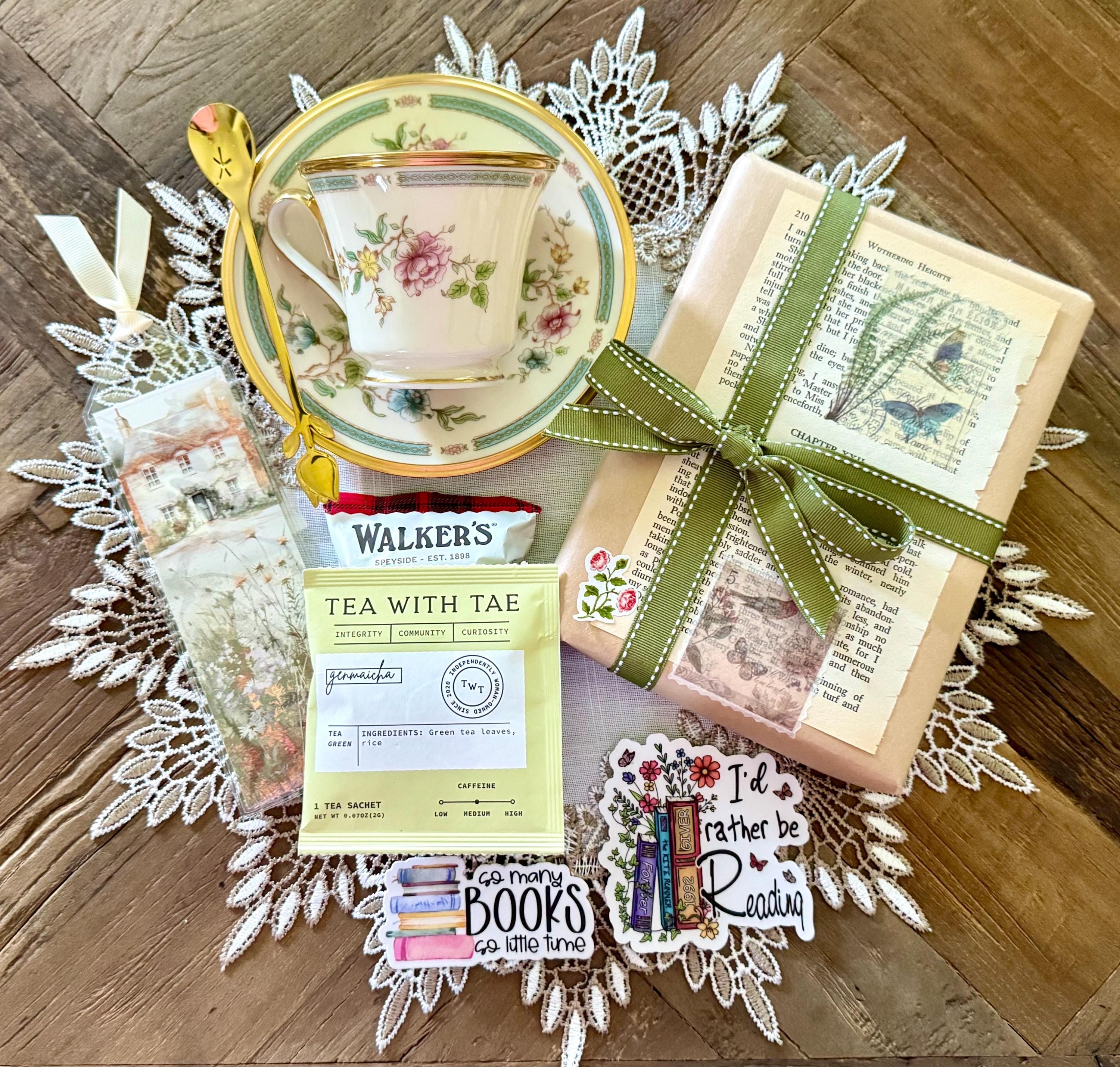 Blind Date with a Book Gift Box – Vintage Lenox Teacup & Saucer, Literary Treasures, Bookmark and More