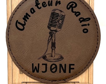 Faux Leather Amateur Radio Coaster - with Your Call Sign