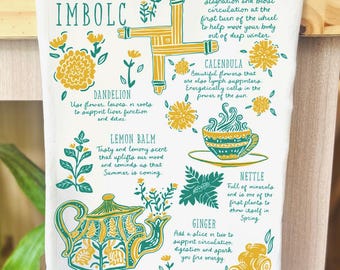 Herbal Tea for Imbolc Magical Tea Towel - Pagan Sabbat and Easter