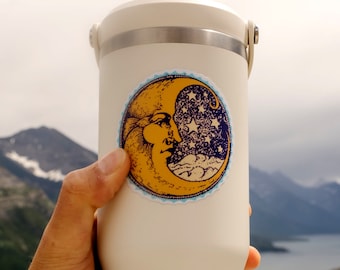 Art Nouveau Moon Vinyl Sticker, Mystical Celestial Decal