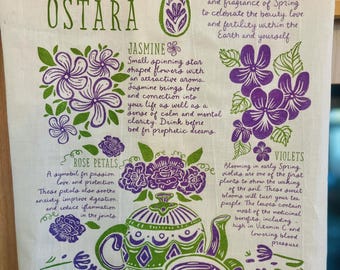 Herbal Tea for Ostara Magical Tea Towel - Pagan Sabbat and Easter