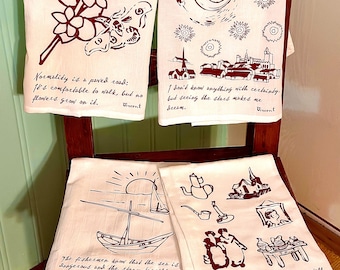 Van Gogh Tea Towels with Quotes - Artistic Cotton Kitchen Decor, Gift for Art Lovers