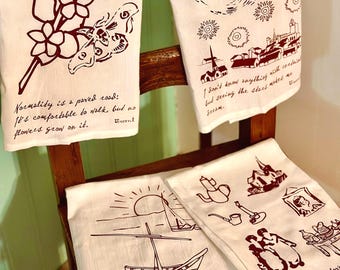 Van Gogh Tea Towels with Quotes - Artistic Cotton Kitchen Decor, Gift for Art Lovers