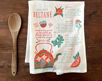 Herbal Tea for Beltane Magical Tea Towel - Pagan Sabbat and May Day