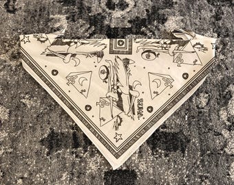 Vintage Neil Young ZUMA Bandana - 22x22" Ivory Cotton with Vintage Black Ink
