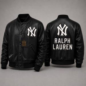 Chaqueta universitaria de cuero negro de Nueva York - Chaqueta bomber unisex estilo béisbol - Chaqueta universitaria de estilo urbano de primera calidad
