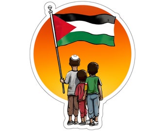 Aufkleber „Frieden für die Kinder von Gaza“.