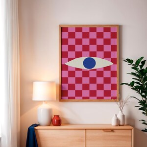 Poster „Checkerboard Eye“ – sofortiger digitaler Download – druckbare Wandkunst – Schlafzimmerdekoration – Wohnzimmerdekoration