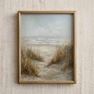 Coastal Wall Art, Coastal Landscape Print, Neutral Beach Dunes Poster, Minimalist Rustic Seaside Canvas, Coastal Cottage Decor, Digital Art