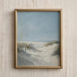 Coastal Wall Art, Minimalist Beach Painting, Coastal Cottage Decor, Seaside Digital Print, Neutral Ocean Artwork, Printable Coastal Art