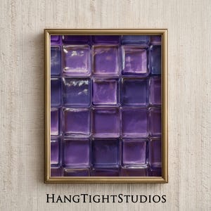 Purple Glass Tile Wall Art Print, Retro Amethyst Glass Blocks Poster, Mid Century Modern Decor, Digital Download