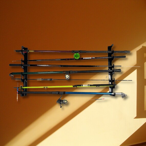 Porta Canna Da Pesca In Acrilico Da Soffitto O Parete – Organizzatore Per 8 Canne, Nero Elegante