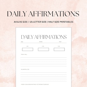 Tägliches Affirmations-Tagebuch | Manifestation des Wandels | Visualisierung | Planer Printable Sofort Download | A5 | A4 | US Letter und Half size
