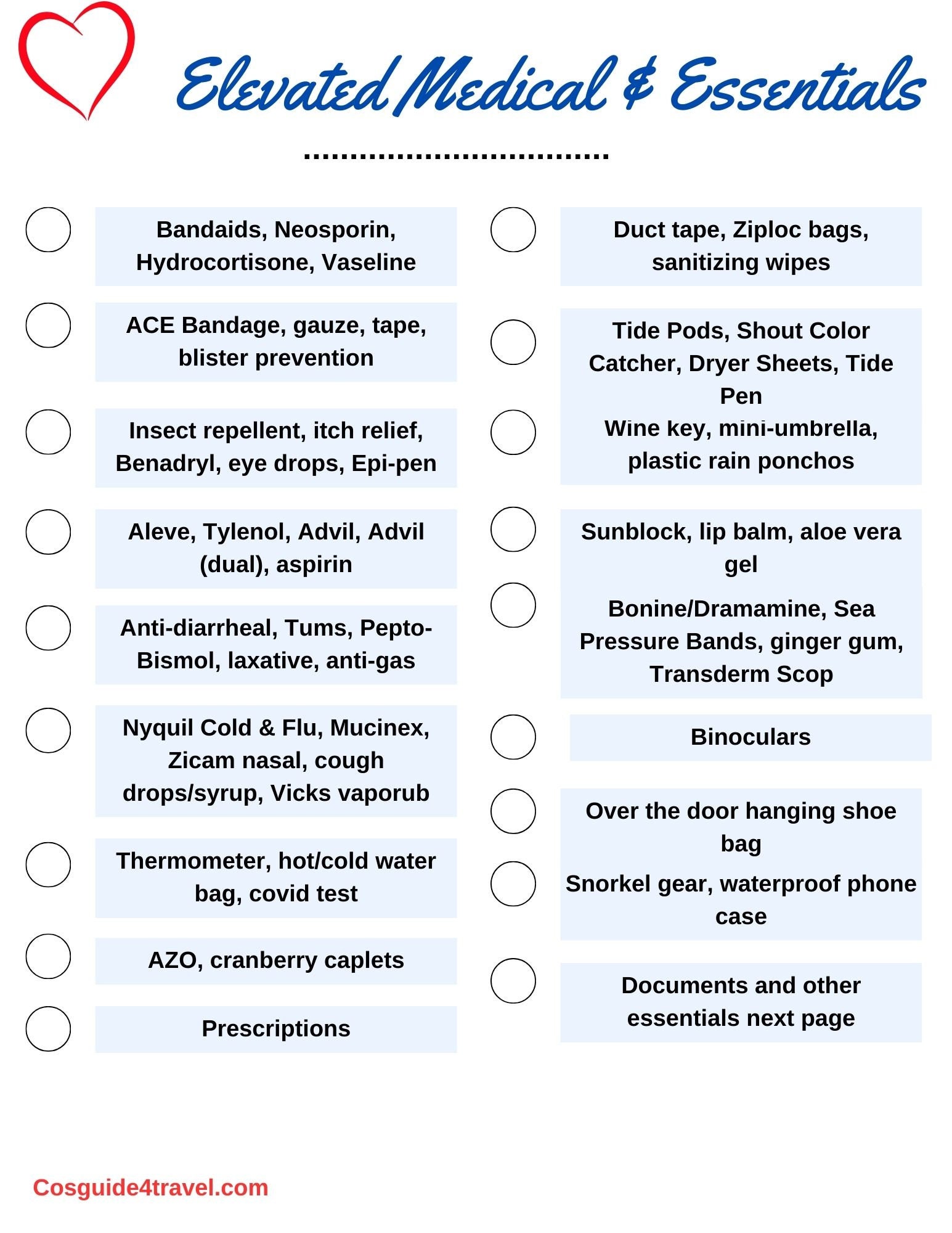 Essential Medical Checklist - Etsy