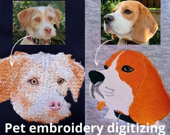 Pet portraits embroidery digitizing. Digitizing of Custom Pet Embroidery. Digitizing of photos. Portrait of an animal with a name.