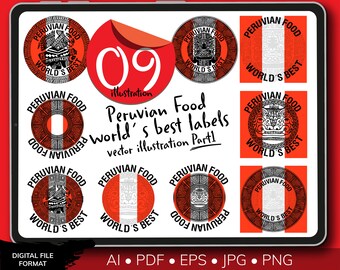 Peruvian Food worlds best labels. Vector illustration Part 1