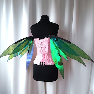 Iridescent Green Elf Wings: Hemp Leaf Fairy Costume Wings