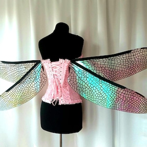 Transparent iridescent dragonfly wings for costume, large dragonfly wings for the renaissance festival.