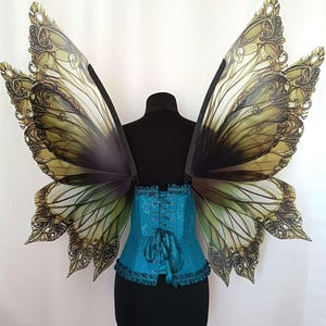 Handmade Olive Green Fairy Wings: Adjustable Costume for Cosplay
