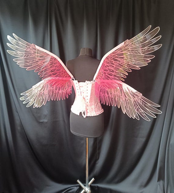 Goenb Ali d'angelo luminose, costume da angelo per donne adulti ragazze bambini ali d'angelo e accessori aureola per feste di Halloween (Bianco Adulto