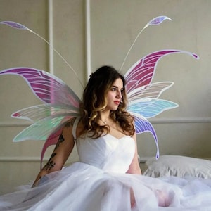 Magical pink and white  fairy wings for cosplay, Renaissance Festival, Halloween,Ren Faire.