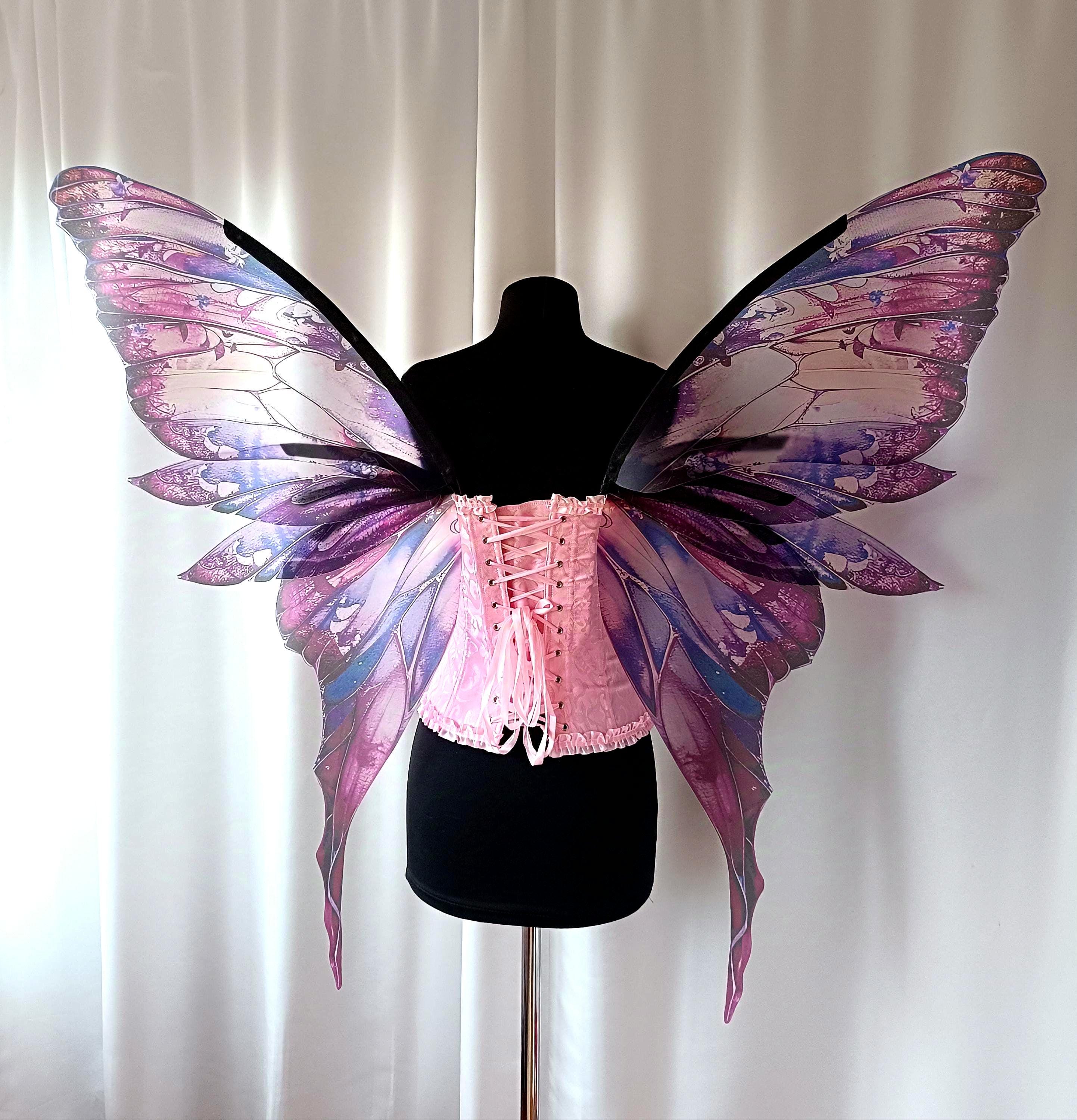 紫とピンクの妖精の羽：ヴィンテージルネッサンスコスチュームの羽