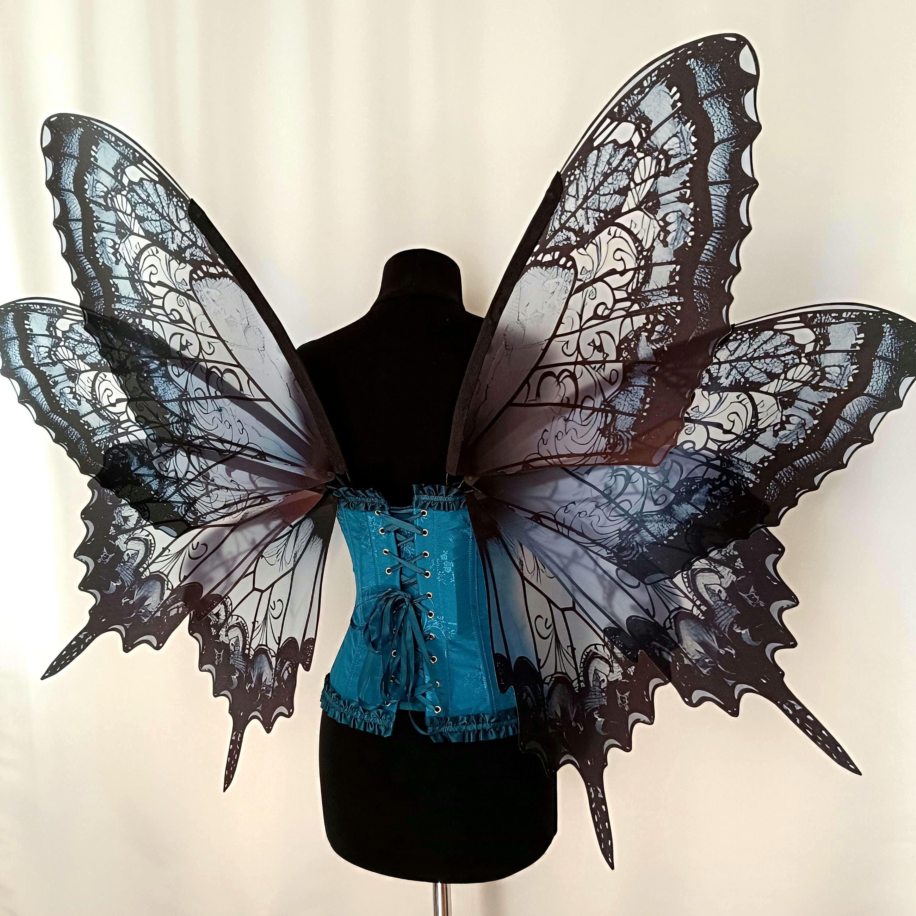 Gothic Fairy Wings – Transparent Blue Lace Butterfly Wings for