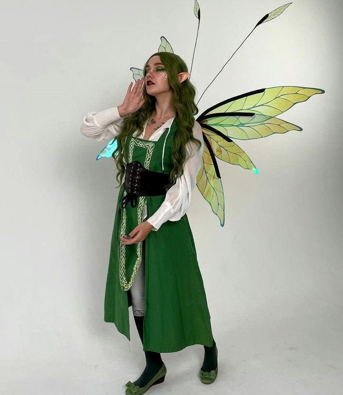 Ali da elfo verde chiaro con foglie: accessorio per costume da cosplay - Italia