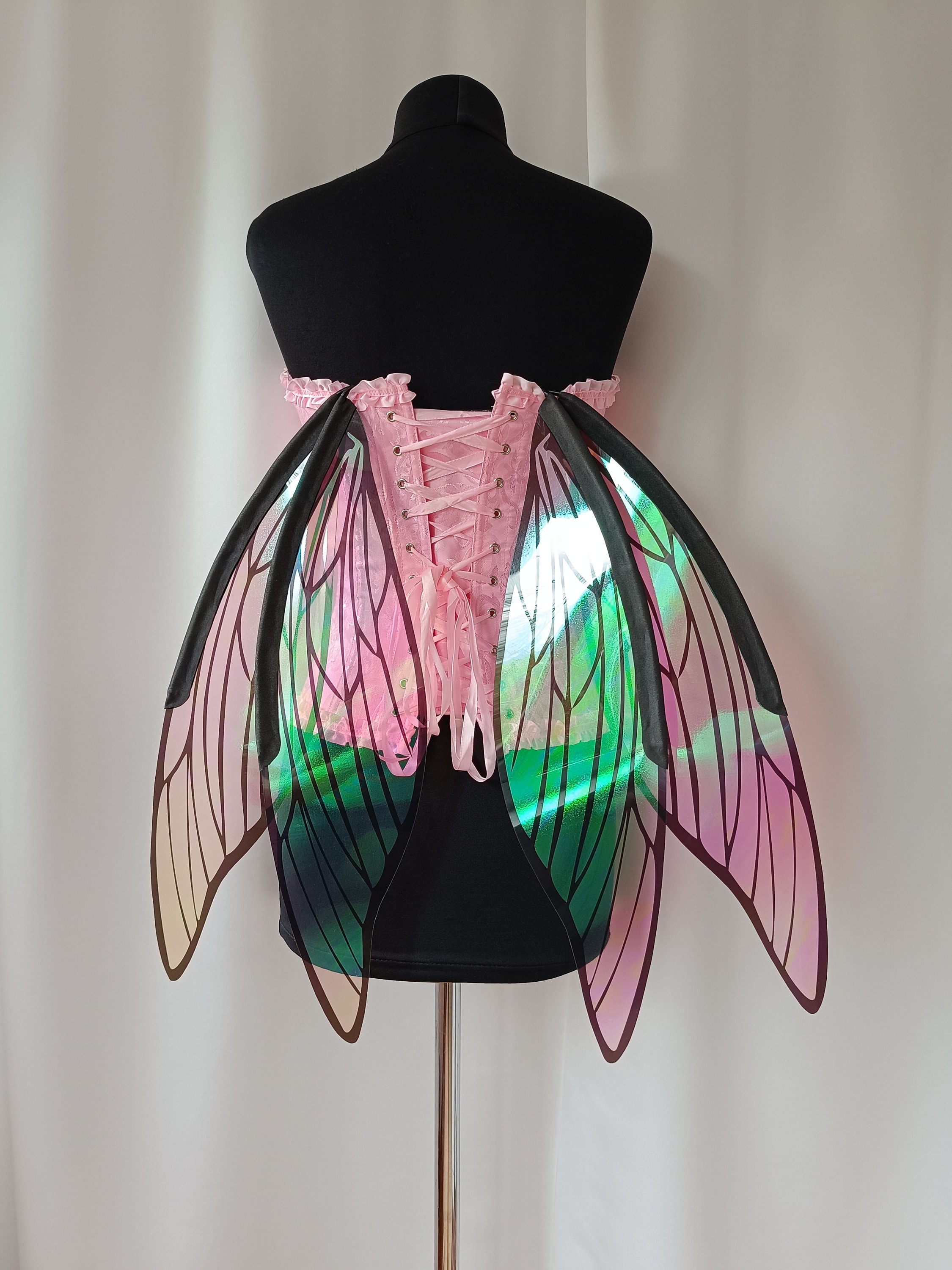 Transparent realistic wings with black outline for elf costume for Halloween, Renaissance festival