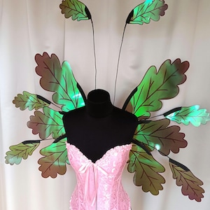 Green Oak Leaf Fairy Wings: Renaissance Elf Costume