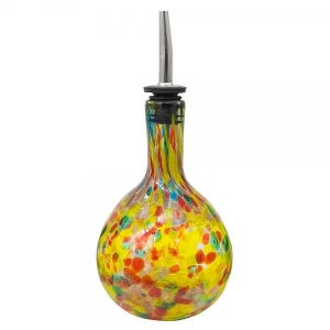 Red and Yellow Blown Glass Cruet